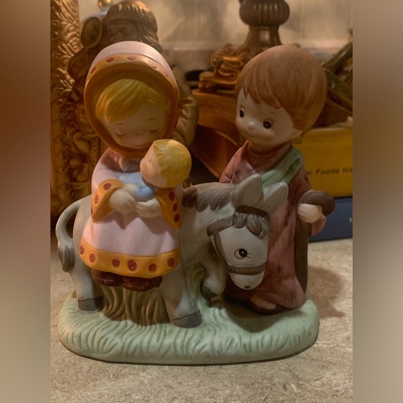 Vintage Christmas Porcelain Mary & Baby Jesus on Donkey w/ Joseph HOMCO 5608 - Picture 1 of 8